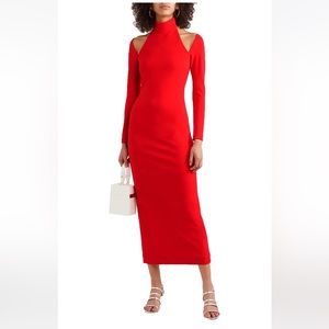 SOLACE LONDON Grayson cutout stretch crepe midi dress in red
